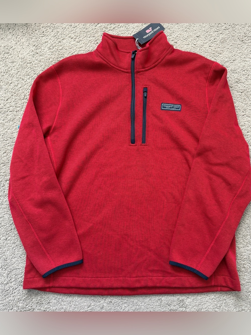NWT Vineyard Vines Mens XL Mountain Sweater 1/4 Zip Pullover Red Velvet Fleece